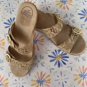 Dansko Gold and Tan Sophie Style Sandals